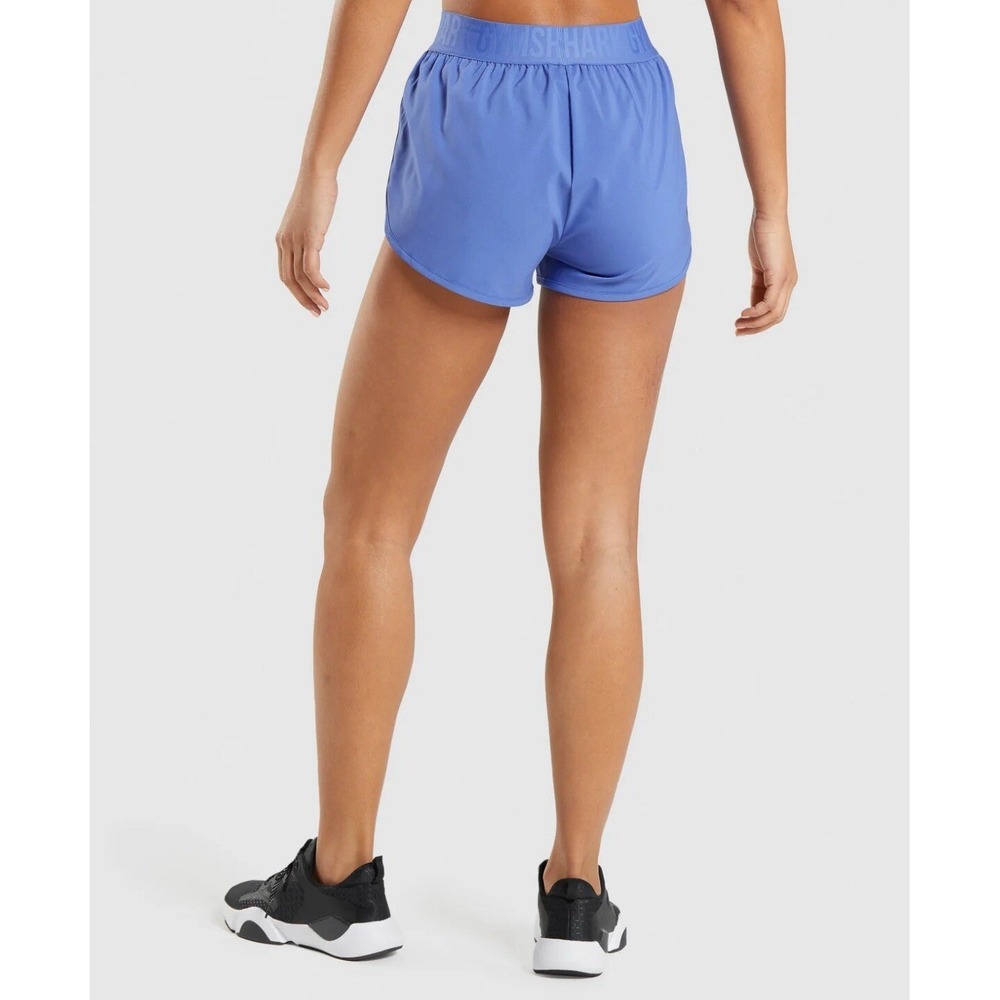 Gymshark Training Loose Fit Shorts Blue Branded Waistband Dolphin Hem Womens L - Picture 4 of 10